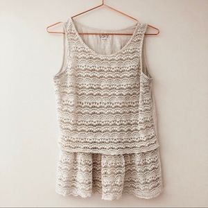 Loft Crochet Tan Top Peplum